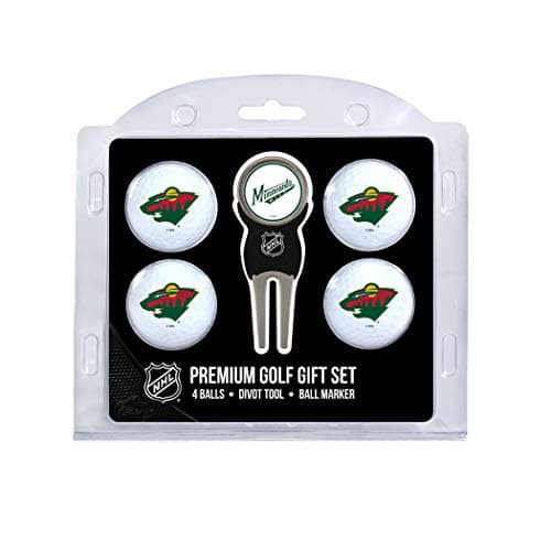 Team Golf NHL Minnesota Wild 4 Golf Ball And Divot Tool Set Regulation Size Golf Balls (4 Count) & Divot Tool with Removable Double-Sided Magnetic Marker