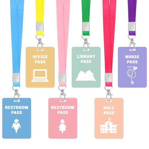 6 Set Hall Passes for Classrooms Colorful Hall Pass Lanyards