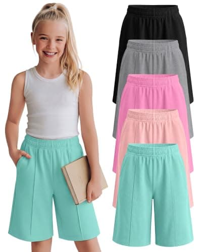 JoyMotion 5 Pack Girls' Bermuda Shorts, 5-Color, 7-8 Years