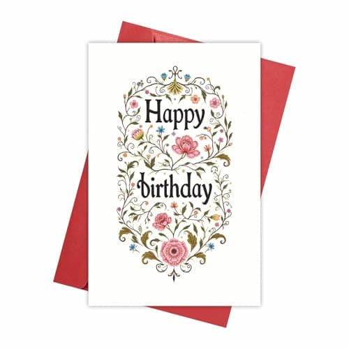 REENYOUNG Floral Pattern Birthday Card for Her