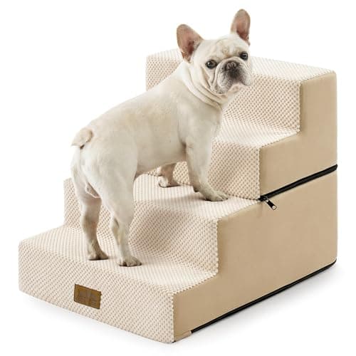 COZY KISS Dog Stairs for Small Dogs, 4 Step Pet Stairs for Beds & Couches