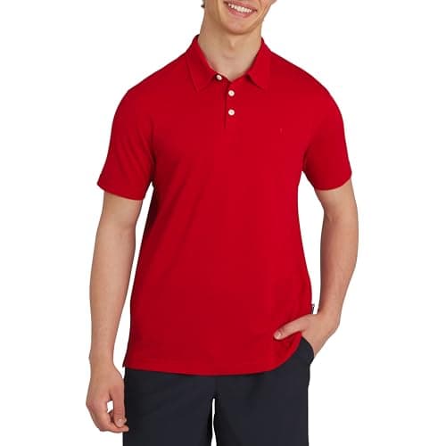 Quiksilver Men's Regular Fit Premium Soft Short Sleeve Oxford Polo Shirt, Salsa, Large