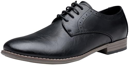 Jousen Men's Oxford Business Dress Shoes Formal Black Oxford Wingtip Lace Up Dress Shoes(A5A093 Black 9.5)