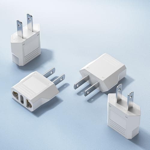 European to US Plug Adapter, SUPERDANNY EU to US Plug Adapter Converts 2-Prong Type A for Plugging in Type C, E, F, L, N Plugs, 660W 6A Max 110-250V Travel Plug for Europe to USA, White, 4-Pack