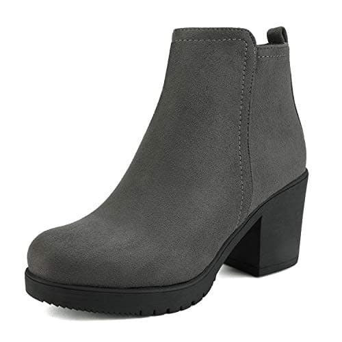 DREAM PAIRS Women's Ankle Boots Chunky Heel Platform Fall Heeled Short Booties Shoes,Size 10,Grey,ZOEY-1