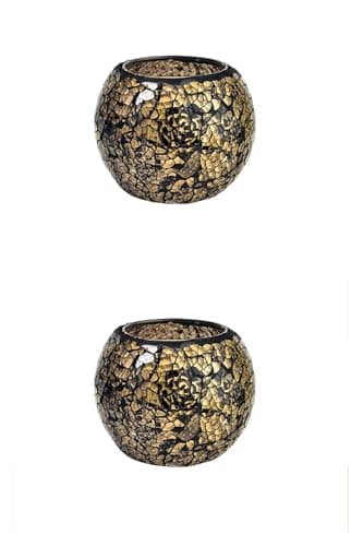 ELEGANTZ Tealight Candle Holder Centerpiece - Luxury Mosaic Glass Table Decorations - Elegant and Modern Dining Table Decor - Set of 2