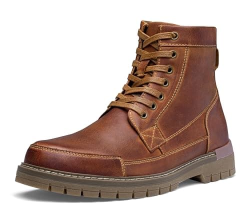 Jousen Mens Boots Casual Motorcycle Boot for Men Chukka Zipper Combat Botas Para Hombre Fashion (AMY8183A brown 10)