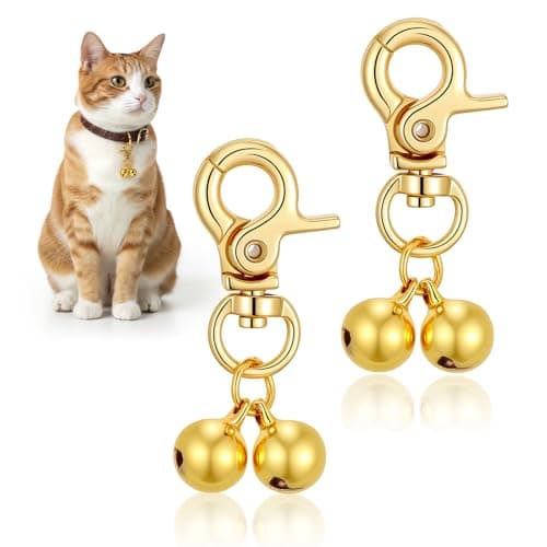 APLZGMG 2 Pcs Gold Bell for Dog Collar, Anti Lost Dog Bells, Hanging Ring Cat Bell Charms for Collar, Jingle Bells for Dogs and Cats, Pet Pendant Accessories for Gift