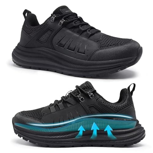 OrthoComfoot Men's Orthopedic Breathable Running Shoes: Plantar Fasciitis Orthotic Pain Relief Arch Support Neuropathy Arthritis, Casual Travel Shopping Standing Tennis Sneakers Black Size 12