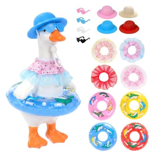 Tongcloud 4 Set 7Inch Desk Goose Outfits, Summer Mini Porch Goose Outfits
