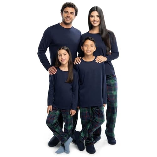 Fruit of the Loom Women Matching Holiday Family Sleep Pajama Set for Women, Men, and Kids, Navy/Green Plaid, 3X