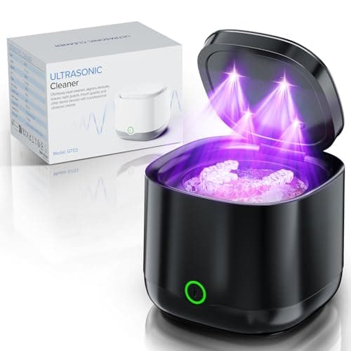 OnBeam Ultrasonic Retainer Cleaner, 45kHz Retainer Cleaner Machine 4000mAh for Denture, Night Guard, Mouth Guard, Aligner, Brace 24W Dental Cleaning Pod with 4 UV Lights, 200ml Multiple Cleaning Modes