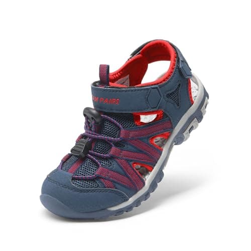 DREAM PAIRS Boys Girls Closed-Toe Outdoor Summer Sport Sandals for Toddler/Little/Big Kid,Size 7 Toddler,Blue/Grey/Red,181108K