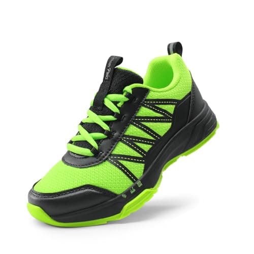 DREAM PAIRS Boys Girls Shoes Kids DuraPlay Tennis Footwear Non Slip Athletic Running Walking Lightweight Lace Up Sneakers for Little/Big Kid,Size 12 Little Kid,Neon Green/Black,SDRS2401K