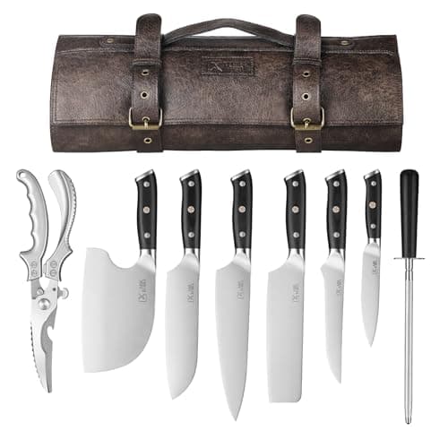 Chef Knife Set with Bag, Hand Forged High Carbon Steel Kitchen Knife Set