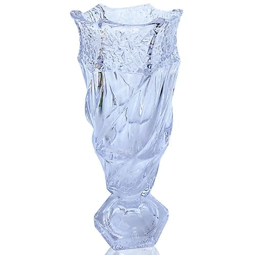Eastern Rock Glass Flower vase 2.4lb 9.5inch,Bohemian Style, for Centerpieces,Wedding,Home Decor Glass Vase (Clear)