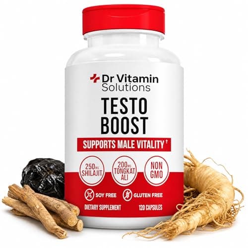 Testosterone Booster for Men - Tongkat Ali, Ashwagandha 300mg, Shilajit 250mg, Fenugreek, Panax Ginseng, Zinc, Vitamin D3 & Boron - Stamina Energy & Strength Support, 120 Capsules