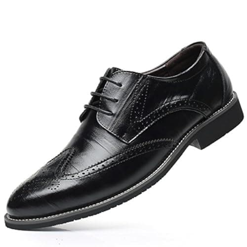 ZUAUOOT Men's Dress Shoes Classic Lace-Up Shoes Business Oxford Shoes for Men Wedding Party Fashion Wingtip Shoes Black 45