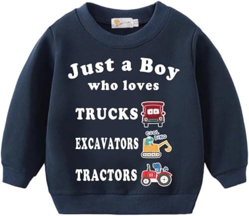 Just A Boy1 Who Loves Tractors T-Shirt Excavator Sweatshirt Toddler Construction Costume Kid Vehicle Tee Top Truck Pullover 4T