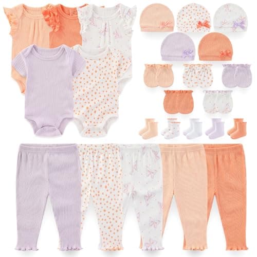 Kiddiezoom Newborn Baby Layette Essentials Giftset Clothing Set Short-Sleeve Bodysuit And Long Pants