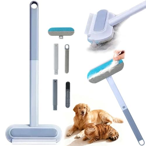 RUIFANDAHK 4 in 1 Pet Hair Remover, Long Handle Multifunctional Fur Lint Brush for Couch, Furniture, Carpet, Clothes, Bedding, Washable Dog and Cat Hair Lint Removal Brush 17.3 inch