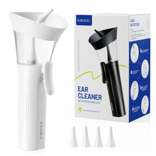 KAUGIC Ear Wax Cleaner - One-Hand Ear Wax Removal Kit Manual Ear Irrigation Flushing System, Safe, Comfortable & Easy to Use Earwax Removal Kit, White