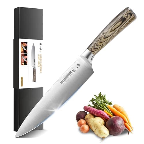 ZHANG XIAO QUAN Chef Knife, 8 Inch 1.4116 German Steel Sharp Kitchen Knife with Pakkawood Handle, Comfortable for Cooking Cutting