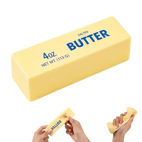 Lyreh 1pcs Squeeze Butter Squishy Toy, PU Material Butter Stick Slow Rising Squeeze Food Fidget Toy for Office School (Light Yellow)