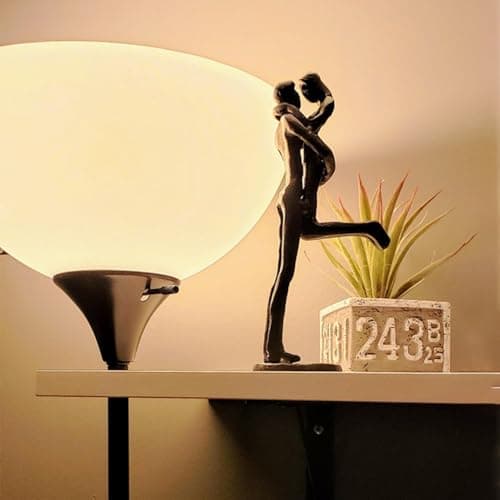 DreamsEden 6th Anniversary Wedding Gift, Jump Kissing Couple Sculpture Cast Iron, Handmade Romantic Statue for Wife Husband, Modern Home Decor Figurine