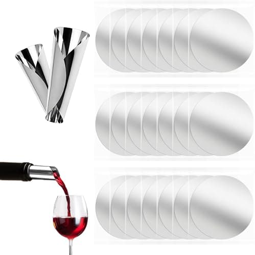 Cofimkate 30Pcs Individually Wrapped 3-Inch Wine Pourer Discs, Disposable Anti-Drip Liquor Pour Spouts for Wine & Liquor Bottles, No-Rinse Single-Use Design Avoids Cross-Flavors