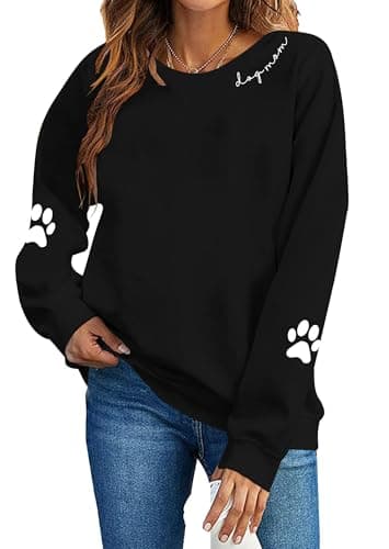LOTUCY Women Dog Mom Sweatshirt Animal Lover Gift Letter Print Pullover
