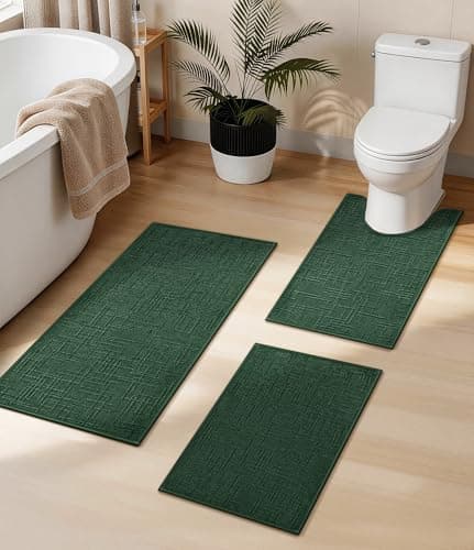 YIHOUSE Bathroom Rugs Sets 3 Piece Green, 16x24+16x24U+16x32in