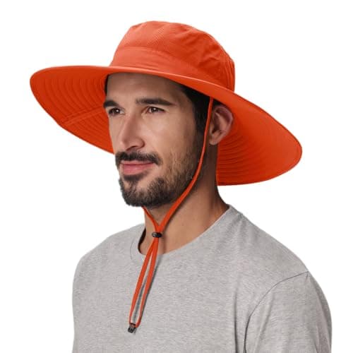 Home Prefer UPF50+ Mens Womens Sun Hat Wide Brim Fishing Hat Large Foldable Sun Protection Hat Beach Gardening Hat Orange