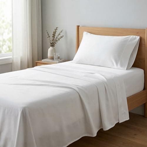 Beckham Hotel Collection Twin XL Sheets Set for Kids, Teens, Boys & Girls, 100% Cotton Oeko-TEX Certified Safe Fabric, Silky Smooth & Soft, 16” Deep Pocket, 3-Piece, White