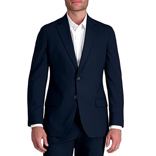 Haggar J.M Men's Premium Stretch Tailored Fit Subtle Pattern Suit Separates-Pants, Navy-Jacket, 38