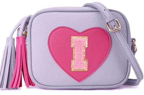 OYLOLA 3 4 5 6 7 8 Year Old Girl Birthday Gifts Initial Toddler Girl Purse Kids Purse Toddler Girls Gift Heart Purse Purple I