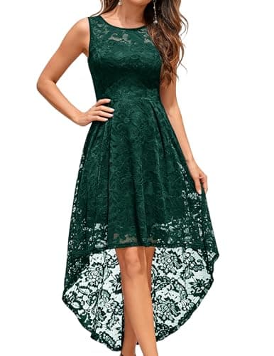 MUADRESS Women's Floral Lace Cocktail Dress High Low HOCO Prom Green XS