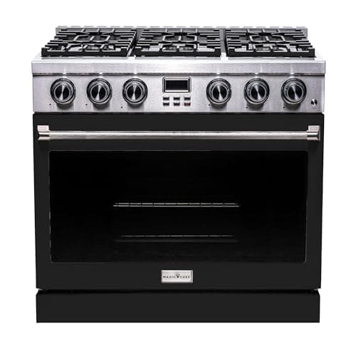 Pro-Style 36 in. 6-Burner Slide-in Gas Range with Convection in Stainless Steel with Black Oven Door