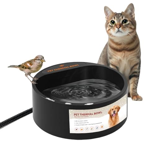 PETLESO Outdoor Heated Water Bowl for Dogs Cats, 2.2L Winter Heating Dog Water Bowl Smart Thermal for Outdoor Chickens Rabbits Birds, Black
