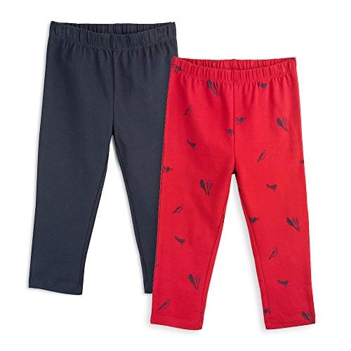Mightly Girls' Cropped Leggings | Leggings Set Organic Cotton with a Touch of Strech for Toddler and Kids | Fair Trade Certified, Pack of 2, Love Birds, 2T