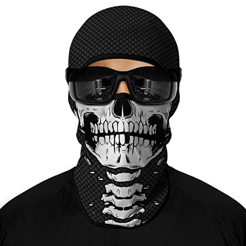 Red Plume 3D Balaclava Ski Mask Motorcycle Full Face Mask Outdoor Tactical Hood Headwear Mask Ghosts Skull Mask Men Women for Halloween (Skull 4)