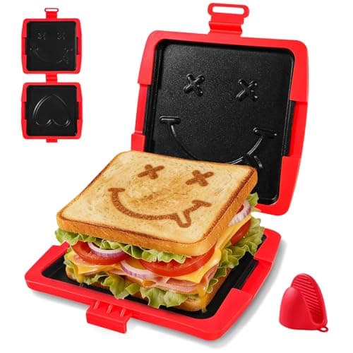 Microwave Sandwich Maker - Cute Pattern, 6in, Non-Stick, Easy Clean,Holder
