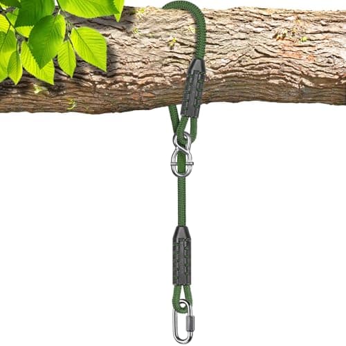 SELEWARE 6ft Adjustable Tree Swing Rope Hammock Straps Hanging Kit - Fast & Easy Install for Hammock Chair, Tire Swing - Indoor/Outdoor Playground Accessories - Green, 1 Pack