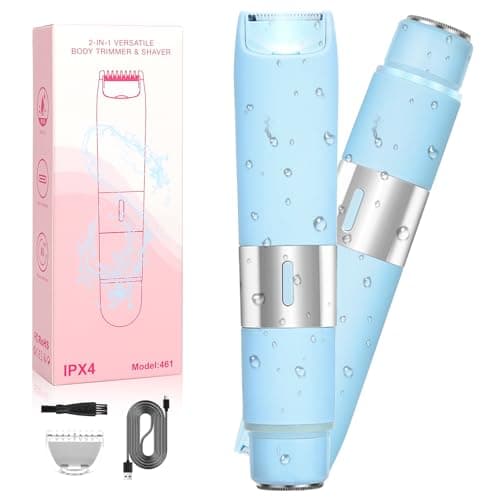 Qreeyx Dual Head Electric Shaver Bikini Trimmer for Women, IPX4 Waterproof Wet & Dry Use Body Trimmer for Face Lip Chin Pubic Underarm Legs, 80Mins Runtime, Travel-Friendly, Ideal Gift for Women