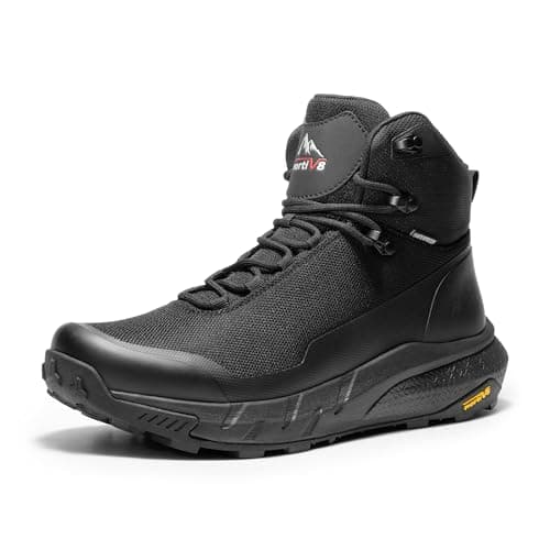 NORTIV 8 Men's Mid Waterproof Hiking Boots Outdoor Lightweight Breathable Trekking Camping Mountaineering Shoes HydroTrek,Size 9,Black,NMUMHB2504