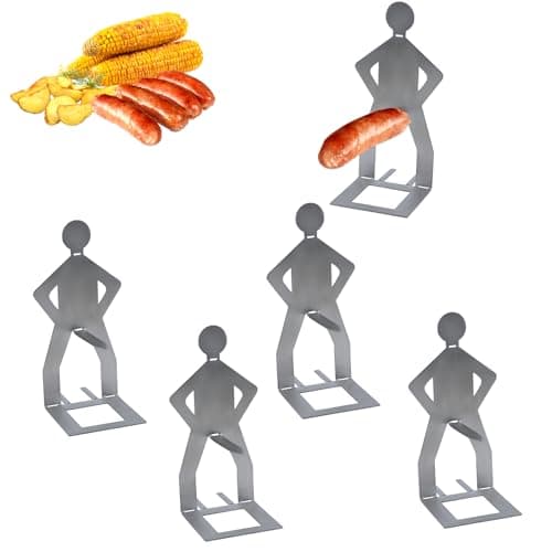 4 Pcs Funny BBQ Stand Man Hot Dog Holder, Portable Hotdog and Sausage Stand