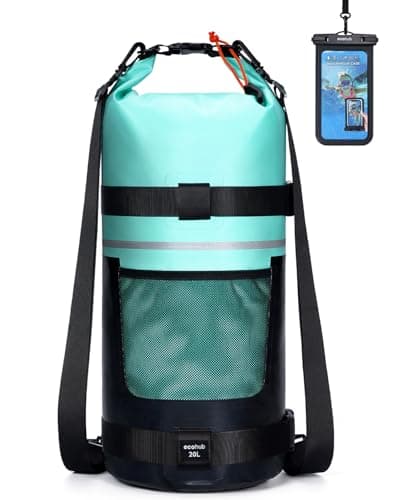 ECOHUB Waterproof Dry Bag for Women Men, 5L/10L/20L Roll Top Lightweight Dry Storage Bag Backpack for Travel Kayaking Hiking Floating with Waterproof Phone Case,Green