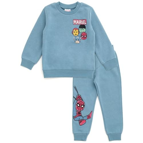 Marvel Avengers Spider-Man Iron Man Captain America Hulk Toddler Boys Fleece Sweatshirt and Jogger Pants Outfit Set Blue 5T