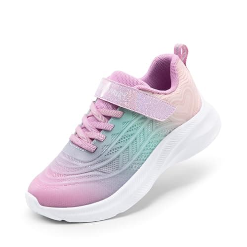 DREAM PAIRS Girls Shoes Kids Tennis Sparkle Ease Running Athletic Lightweight Sneakers for Little/Big Kids Toddler,Size 6 Toddler,Pink/Green,SDRS2411K