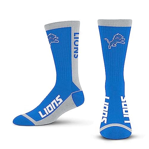 For Bare Feet NFL Detroit Lions MVP Crew Socks, Adult Medium